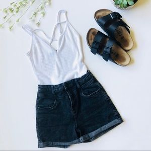 White Cross Cross Front Spaghetti Strap Crop Top